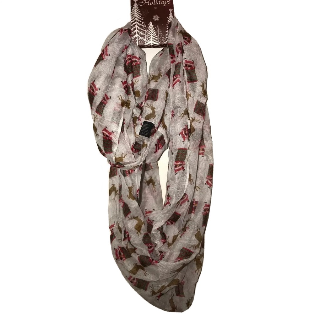 Holiday Scarf. Santa in Chimney design.